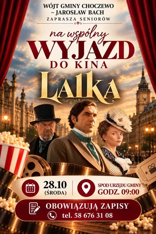 Wójt Gminy Choczewo zaprasza seniorów na wyjazd do kina