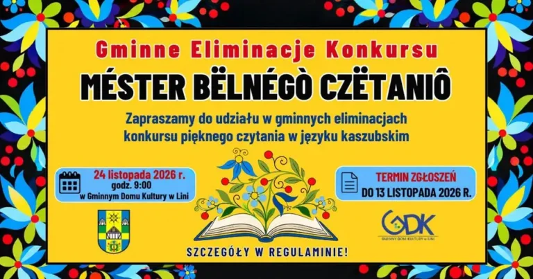 Gmina Linia zaprasza na konkurs pięknego czytania po kaszubsku „Méster Bëlnégò Czëtaniô 2026”