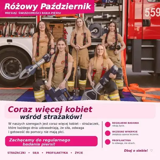 Strażaczki z OSP Luzino włączają się w Różowy Październik