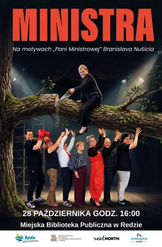 Spektakl „Ministra” w Miejskiej Bibliotece Publicznej w Redzie