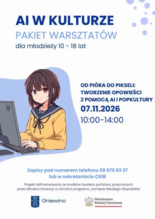 Warsztaty „Od pióra do pikseli” w Gniewinie – młodzież stworzy historie z AI