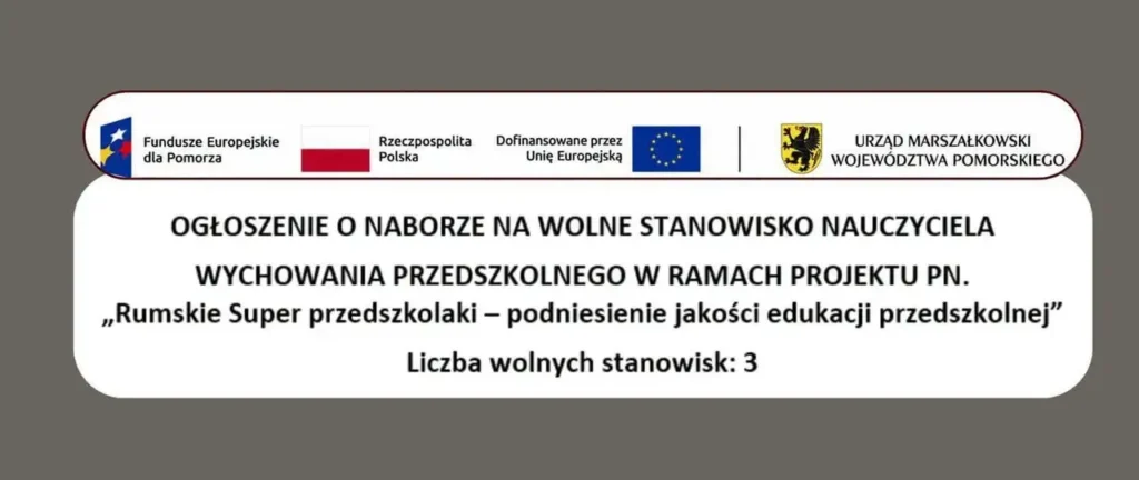 Rumia: nabór na nauczycieli wychowania przedszkolnego w projekcie „Rumskie Super przedszkolaki”