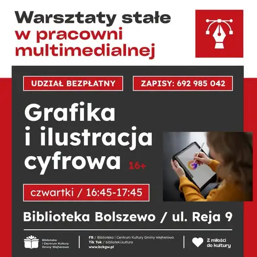 Bezpłatne warsztaty z grafiki i ilustracji cyfrowej w Bolszewie – ostatnie miejsca